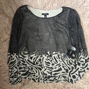 Alfani Black and White Graphic Blouse
